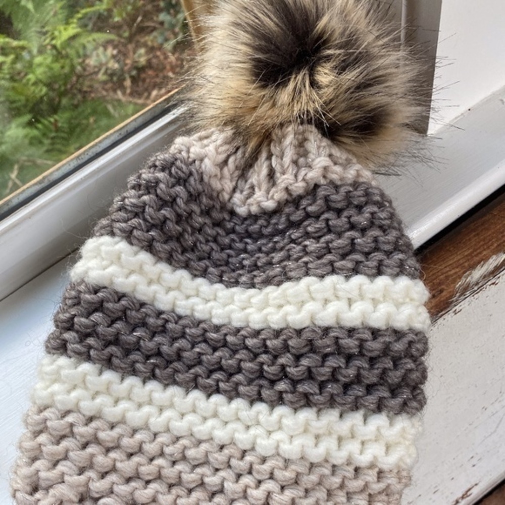 Anthropologie Knit Chunky Pom Beanie